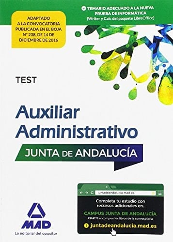 Auxiliar Administrativo de la Junta de Andalucía. Test (Spanish Edition)
