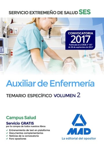 Auxiliar de enfermería del Servicio Extremeño de Salud (SES). Temario Específico volumen 2