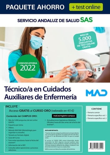 Paquete Ahorro + Test ONLINE Técnico/a en Cuidados Auxiliares de Enfermería Servicio Andaluz de Salu