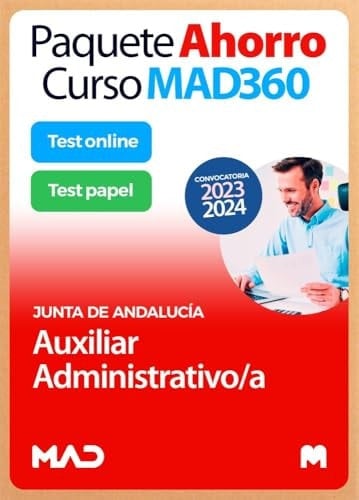 Paquete Ahorro (LIBRERÍA) Curso MAD360 + Libros PAPEL Administrativo/a (acceso libre) Junta Andalucía