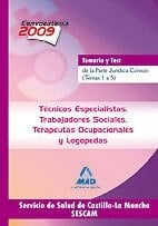Técnicos especialistas trabajadores sociales, terapeutas ocupacionales y logopedas del servicio de salud de castilla-la mancha (sescam). Temario y test de la parte jurídica común (temas 1 a 5)