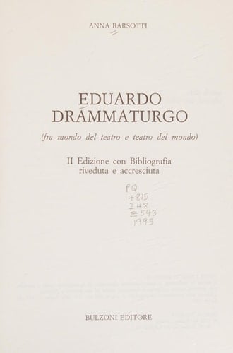 Eduardo drammaturgo: (fra mondo del teatro e teatro del mondo)