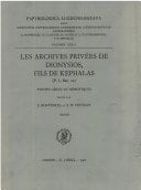 Les Archives privées de Dionysios, fils de Kephalas: P.L. Bat. 22 : textes grecs et démotiques