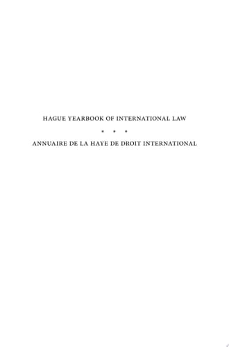 Hague Yearbook of International Law / Annuaire de La Haye de Droit International, Vol. 24 (2011)