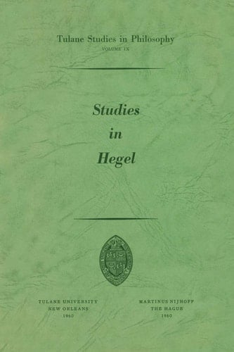 Studies in Hegel Reprint 1960