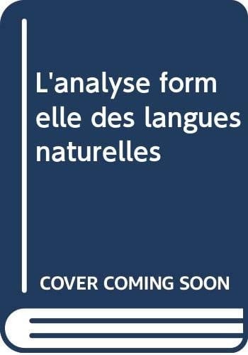 L' Analyse Formelle Des Langues Naturelles