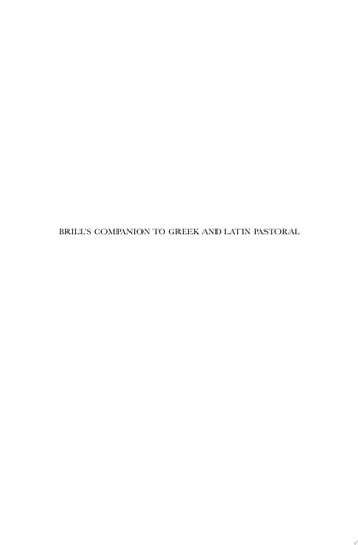 Brill's Companion to Greek and Latin Pastoral