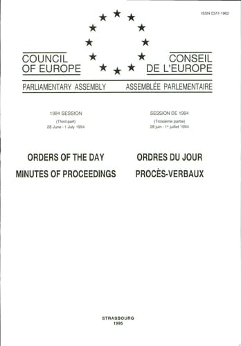 Assemblée Parlementaire Ordres du Jour Session de 1994 (Troisième partie), 28 juin 1er juillet 1994