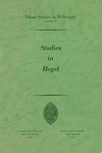 Studies in Hegel Reprint 1960