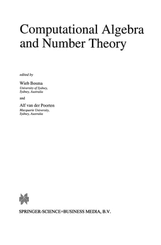 Computational Algebra and Number Theory