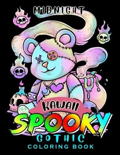 Midnight Kawaii Spooky Gothic Coloring Book: Spooky Chibi Colouring Book | 50 Illustrations Pages Inside for Girls, Boys or Fans | Gag Gifts | ... White Elephant Gifts | To Stress Relief Gifts