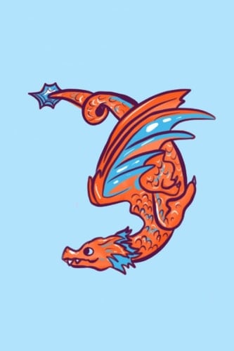 Adorable Orange Dragon Blank Journal Notebook
