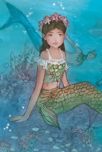 Beautiful Little Girl Mermaid in the Ocean Blank Lined Notebook Journal Diary