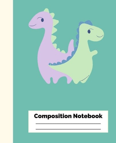 Composition notebook: Dinosaur Composition Journal, 7.5 x 9.25 in, 200 Wide ruled pages