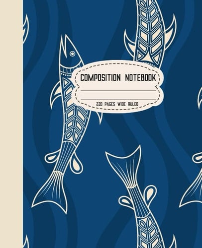 Australian Aboriginal Art Design Blue Fish: 220 Page extra thick lined paper creative writing diary story journal