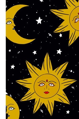 Notebook: Sun Moon and Stars black cover
