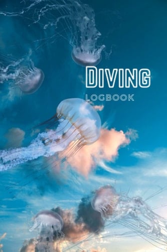 Diving Logbook: Scuba Diving Logbook JellyFish Swimming in Clouds, 102 Pages, 100 Dives