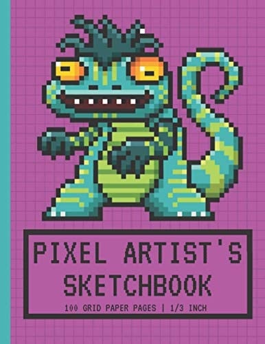 Pixel Artist's Sketchbook: Pixel Art Graph paper | Drawing Blank Notebook | 1/3 Squares Grid Paper Note | Lizard Monster | Gift For Pixel Artist, Boys & Girls Gamers, Game Developers