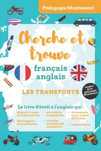 Cherche et trouve français-anglais : les transports: livre cherche et trouve pour apprendre l'anglais en s'amusant (I Spy Bilingual Collection) (French Edition)