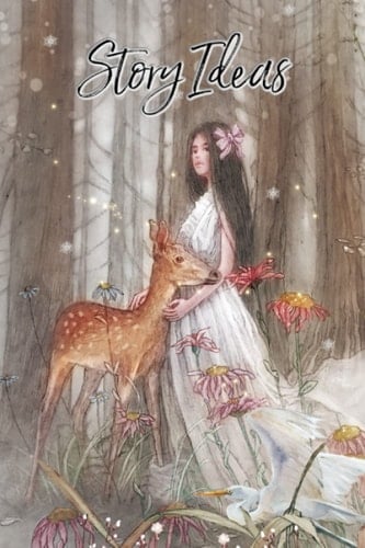 Story Ideas Journal, Beautiful Girl with a Deer in the Forest Blank Lined