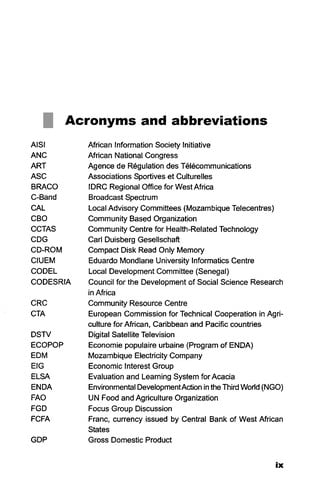 Information and Communication Technologies for Development in Africa
