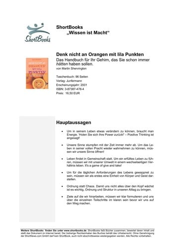 Denk nicht an Orangen mit lila Punkten
