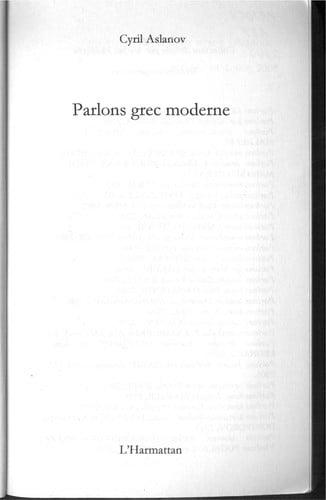 Parlons grec moderne