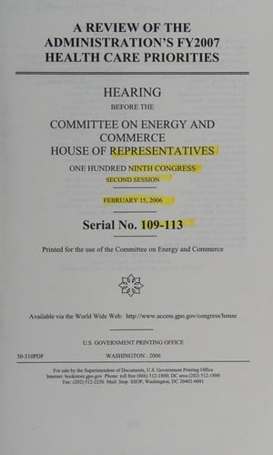 A review of the administration's FY2007 health care priorities
