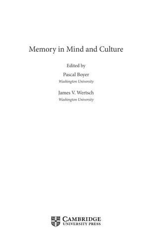 Memory in mind and culture