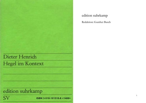Hegel im Kontext