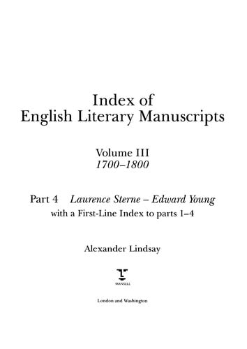 Index of English literary manuscripts