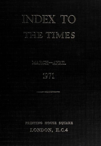 Index to The Times.March-April,1971