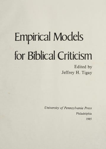 Empirical models for Biblical criticism