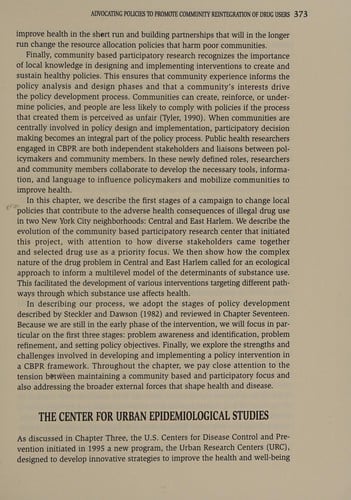 Community based participatory research for health