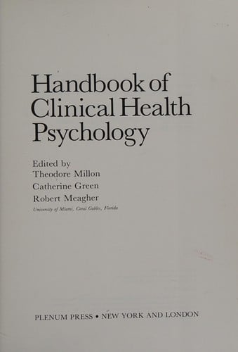 Handbook of clinical health psychology
