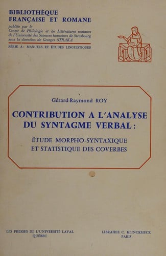 Contribution à l'analyse du syntagme verbal