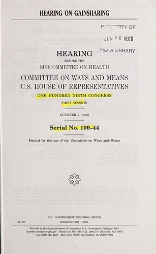 Hearing on gainsharing