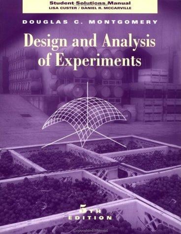 Design and Analysis of Experiments, Student Solutions Manual
