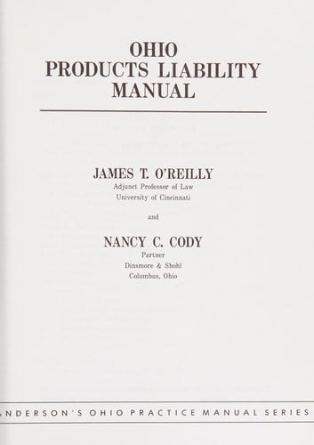 Ohio products liability manual