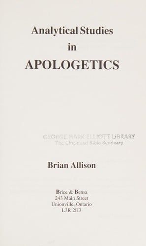 Analytical studies in apologetics