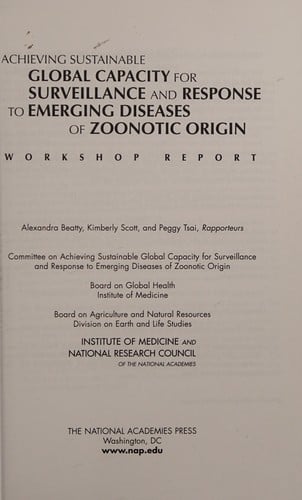Achieving sustainable global capacity for surveillance and response to emerging diseases of zoonotic origin