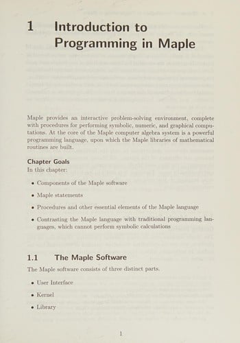 Maple 8 introductory programmimg guide