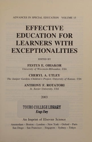 Effective education for learners with exceptionalities