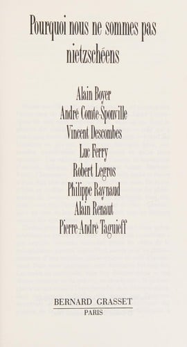 Pourquoi nous ne sommes pas nietzschéens