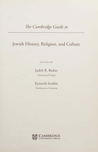 The Cambridge guide to Jewish history, religion, and culture