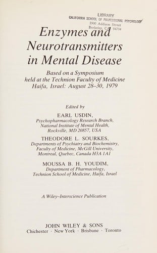 Enzymes and neurotransmitters in mental disease