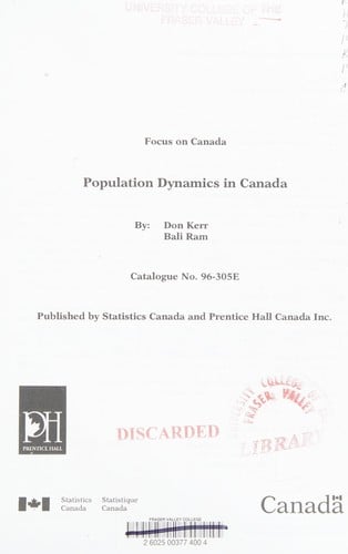 Popultaion dynamics in Canada