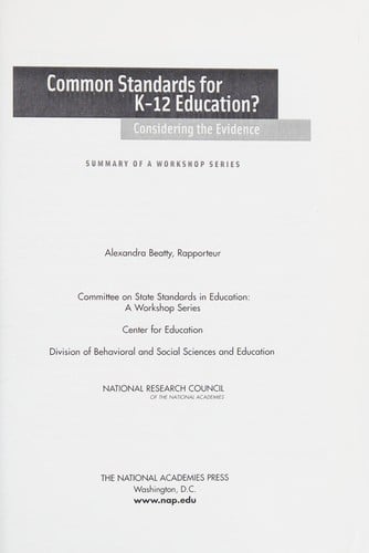 Common standards for K-12 education?