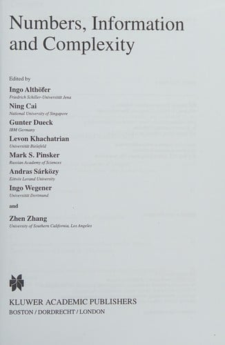 Numbers, information, and complexity