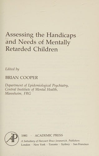 Assessing the Handicaps and Needs of Mentally Retarded Children